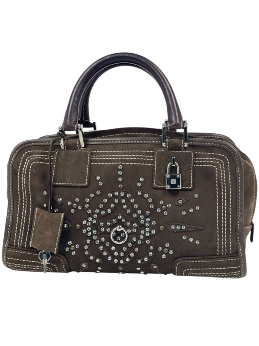 Loewe Handbag Amazona 28 Suede Brown